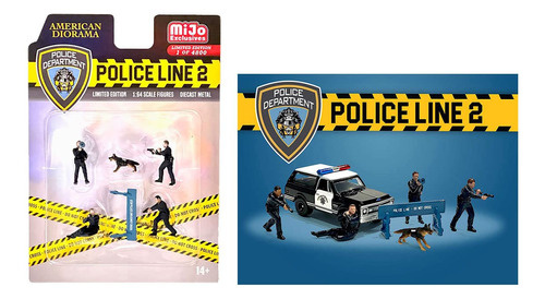 6 Pieza Police Line 2  4 Figura Policia 1 Perro Ltd Ed