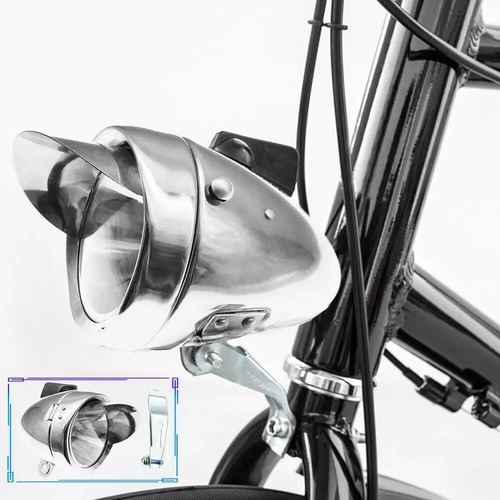 Faro Delantero Clásico Cromado Vintage Para Bicicleta.