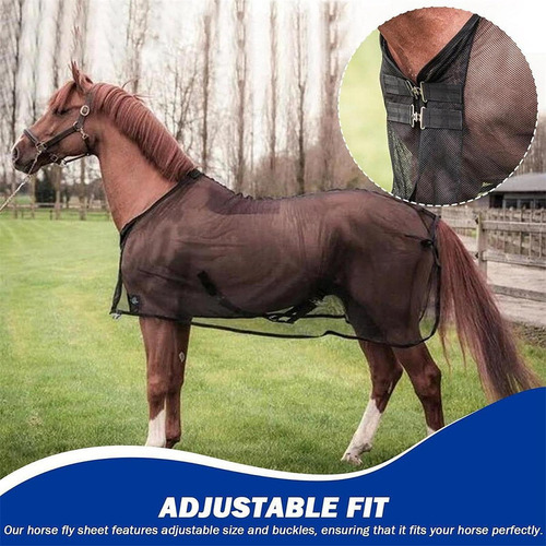 Sábana Antimoscas Para Caballos, Correas Ajustables Negras,