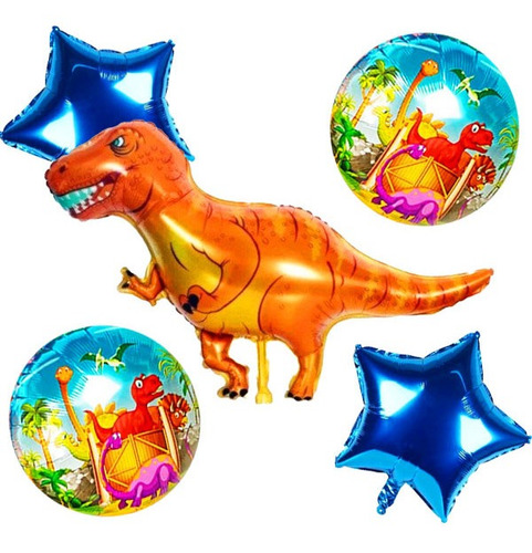 Globo Metalizado Dinosaurio Rex Celebración Fiesta Arlequín
