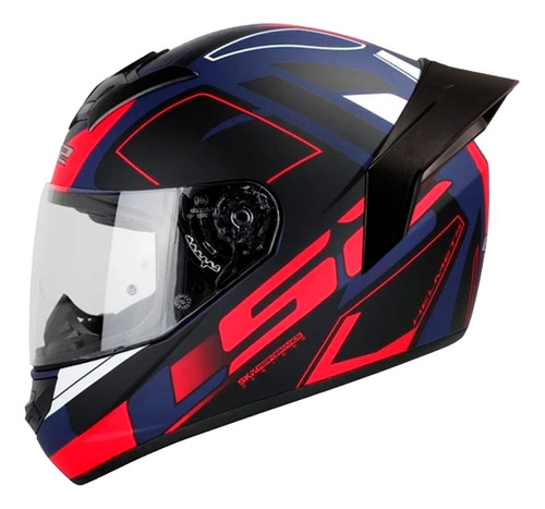 Casco Integral Ls2 Ff352 Evo Cypress Azul Rojo Matte Y Qr