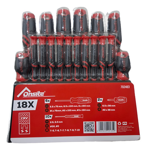 Juego Destornilladores Onsite 18 Piezas Plana Philips Torx
