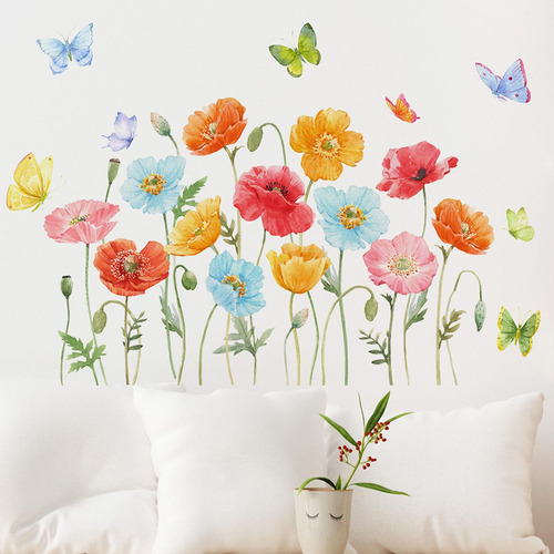 / 2 Piezas Flores Mariposas Calcomanías De Pared Pegatinas