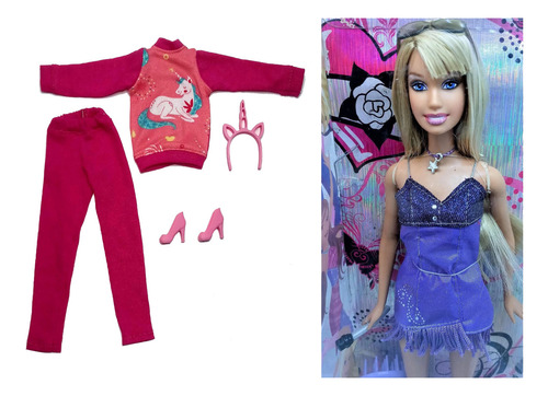 Barbie Fashion Fever Original + Ropa Extra Unicornio