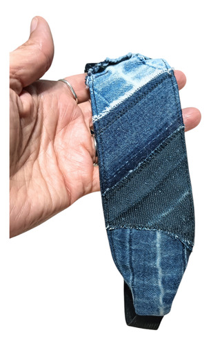 Vincha De Diseño Para El Pelo Tela Lgbt Upcycling Patchwork Jeans Azul