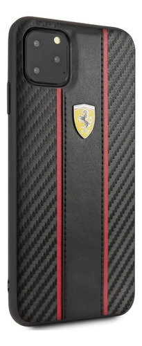 Capa Ferrari Raya Carbon compatível com iPhone 11 Pro Max, cor preta