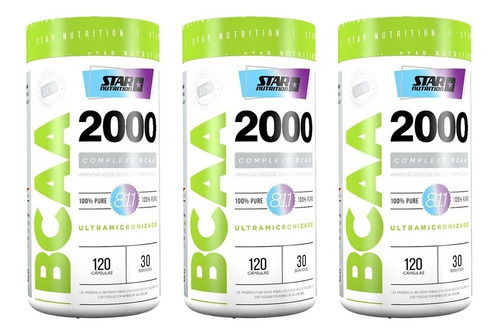 Bcaa 2000 3 X 120cap - Recuperación Muscular Star Nutrition