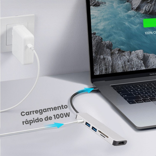 Hub Adaptador Tipo C 6 Em 1 Urban Gate Com Entradas Usb Hdmi 4k Sd Micro Sd