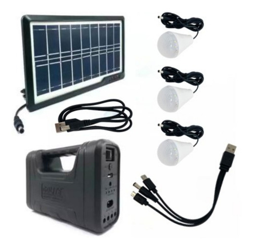 Linterna + Foco Solar Camping + 3 Ampolletas 48h Power Bank 