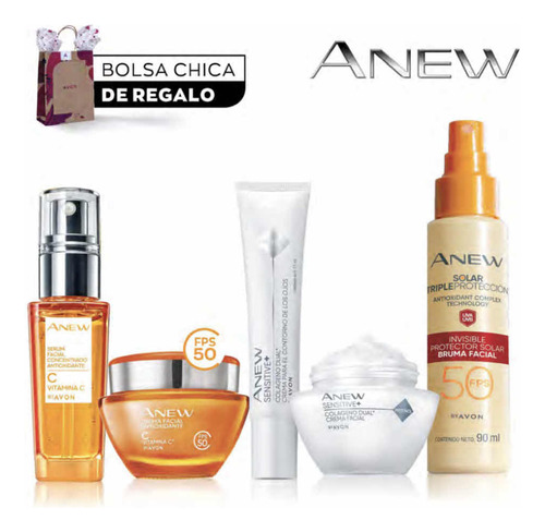 Set X5 Anew Avon - Serum, Crema, Contorno Ojos, Protector