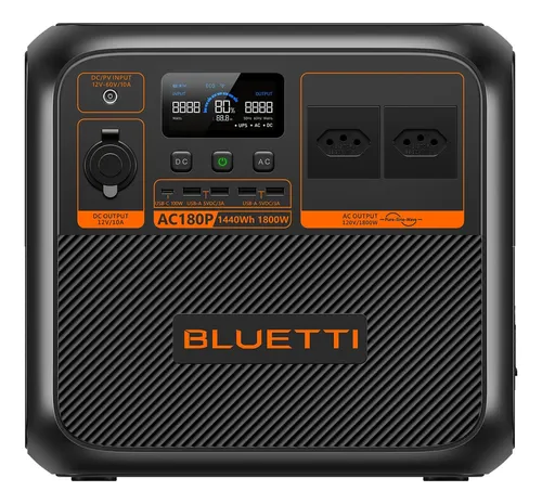 comprar Bluetti Ac180p estação de energia portátil gerador solar 1800w 2700w pico 1440wh tomada BR 120v monofásico