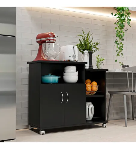 Fruteira Armário para Cozinha + Balcão para Cafeteira e Forno Preto Nova Decor