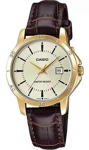 Reloj Casio Ltp1094 7b8 Mujer Correa Piel Marrón Full