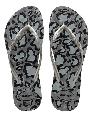 Ojotas Havaianas Slim Dama Mujer Animal Print Plateada 