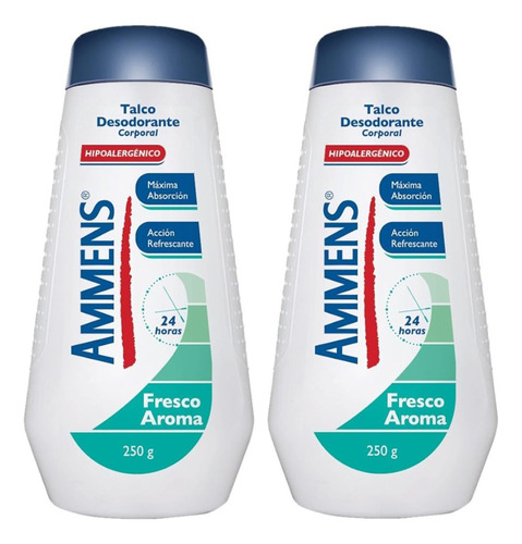 4 Talco Corporal Ammens 250g Fresco Aroma + Baby