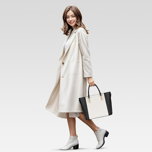 Set Carteras de Mujer Elisabeth&Co Rimini Elaborado en Cuero Pu Negro y Blanco Incluye 1 Cartera Grande 1 Cartera Chica 1 Billetera y 1 Tarjetero Correa Extraíble e intercambiable Herrajes Dorados