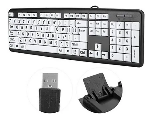 Teclado De Computadora Con Teclas De Gran Tamaño Y Alto Cont