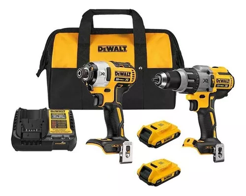 Combo Taladro Percutor + Amoladora Batería Dewalt Dck209p2t Color Amarillo