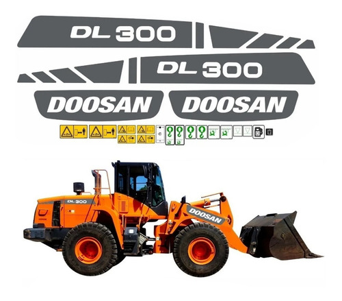 Kit De Adesivos Carregadeira Compatível Com Doosan Dl300
