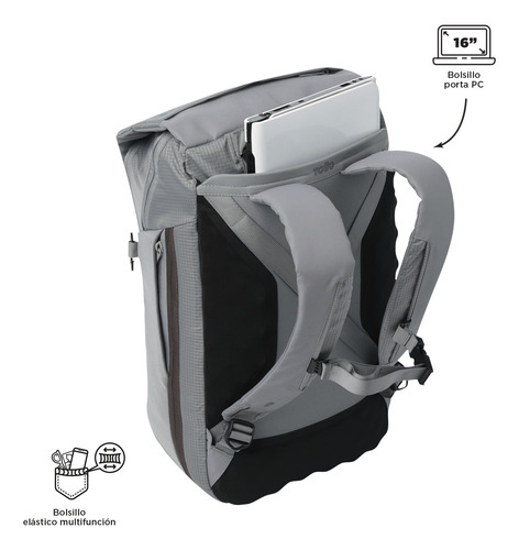 Mochila De Viaje Impermeable Notebook 16 Dual Hombre Totto