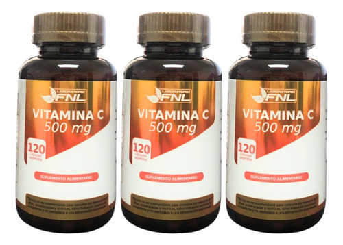 Vitamina C Pack 3 Frascos Fnl 120 Capsulas C/u  Dietafitness