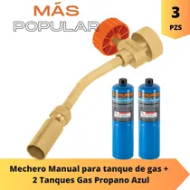 Comprar Kit Soplete Mechero Manual + 2 Cilindros Gas Propano Soldar 