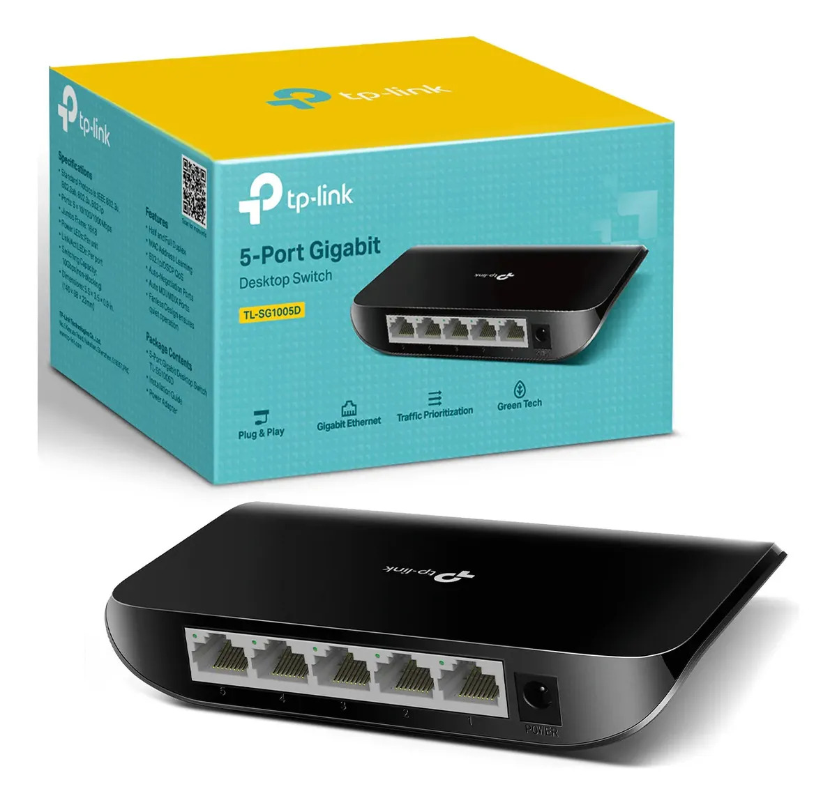 TP-Link TL-SG1005D Switch Gigabit de 5 Puertos 10/100/1000 Mbps - Plug and Play - Auto MDI/MDIX - Ahorro de Energía - Funcionamiento Silencioso
