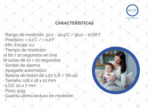 Imagen 3 de 3 de Termómetro Digital C/ Alerta Alarma De Fiebre Y Vibración