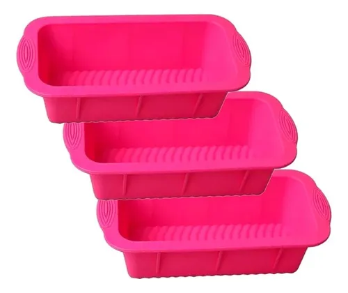 Pack 3 Moldes De Silicona Para Hornear Pan Rectangular