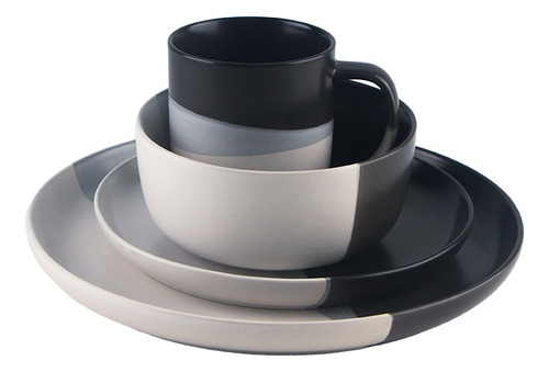 Vajilla De 16 Pzas Cerámica Moderna 4 Personas Chefmaker Color Tricolor Zakia
