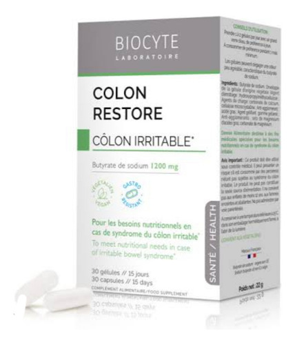 Butyrate, Acido Butirato Capsulas. Digestion Gsses Colon