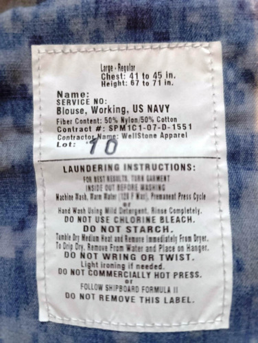 Chaqueta Militar Camuflada Bordada Us Navy Autentica (Usado)