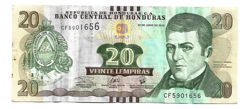 Billete Honduras 20 Lempiras 2019 Dionisio De Herrera
