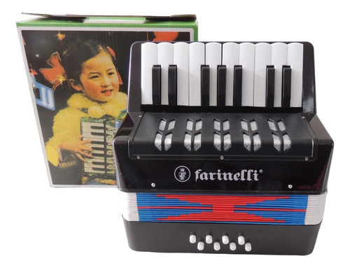 Acordeon Gabrielloni Blue Infantil 17 Teclas 8 Bajos Color Negro