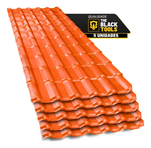 Cobertura Plan PVC 6 Ondas Colonial 1,97 x 0,88 5 Unidades Laranja