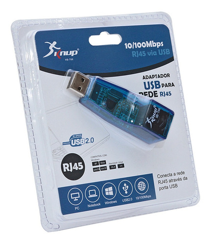 Kit 10 Adaptador Usb Rede Rj45 Cabo De Rede Internet Blister