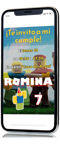 Tarjeta Roblox Invitación Digital Para Cumpleaños Infantil