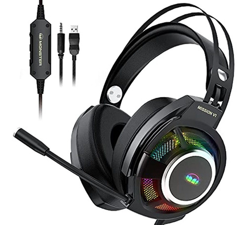 Auriculares Gamer Con Micrófono Ajustable,luz Rgbcolorida