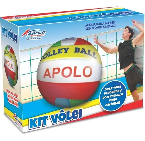 Kit Volley Ball Com Bola E Rede - Apolo