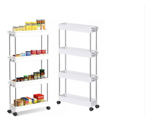 Carrito Organizador De Baño Y Cocina 4 Niveles Con Ruedas