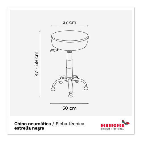 Imagen 4 de 4 de Taburete Neumático Con Ruedas Base Cromada Diseño Rossi