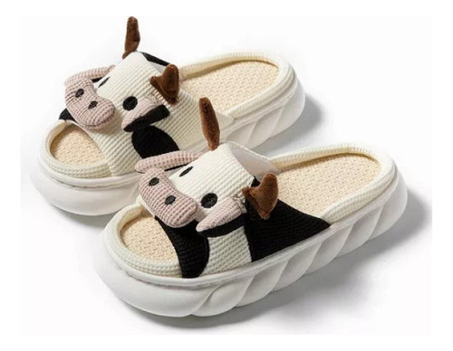 Zapatillas De Vaca Para Mujer, De Lino Suave Y Cómodo