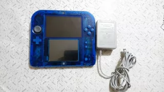 Nintendo 2ds Azul Transparente Con Cargador Original