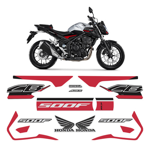 Kit Adesivos Para Cb 500f 2020/2021 Honda Moto Prata