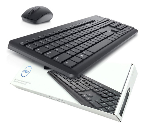 Kit Teclado Mouse Dell Sem Fio Km3322w Wireless Abnt2 Br Pt Mouse Preto Teclado Preto