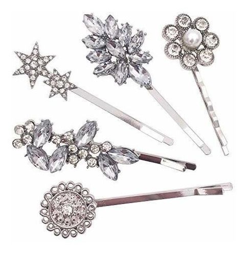 Horquillas - 5-pack Vintage Crystal Decorative Bobby Pins Ha