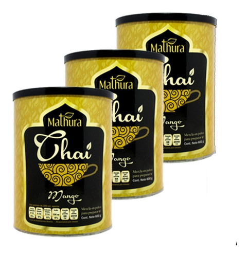 Te Chai Mango 3 Latas De 600g Marca Mathura