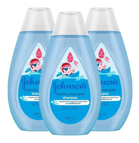 Kit Com 3 Shampoos Johnsons Baby Cheirinho Prolongado 200ml