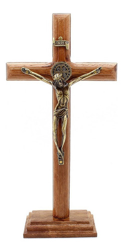 Crucifixo Com Medalha São Bento Para Parede Ou Mesa - 20cm