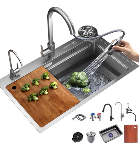 Acero Inoxidable Combo Lavaplato Empotrado80x45cm Fullequipo